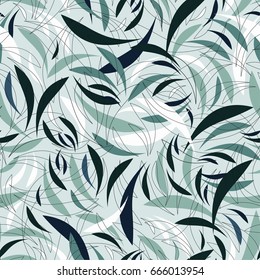 Exotic leaves,  Seamless, hand drawn pattern