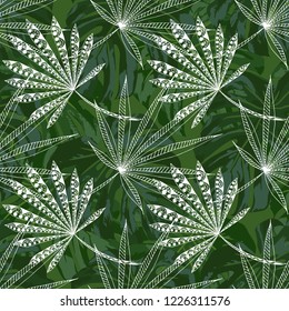 Exotic Leaves. Seamless Pattern with Australian Jungle. Trendy Colorful Texture for Dress, Curtain, Cloth. Vector Tropical Pattern.