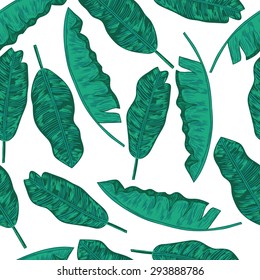 Exotic leaves seamless pattern. Nature background.