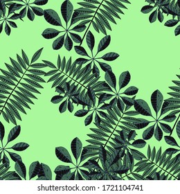 Exotic Leaves. Seamless Texture with Asian Plants