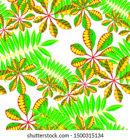 Exotic Leaves. Seamless Texture with Indian