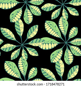 Exotic Leaves. Seamless Texture with Indian