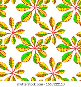 Exotic Leaves. Seamless Texture with Indonesian