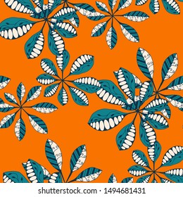 Exotic Leaves. Seamless Texture with Orient