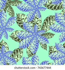 Exotic Leaves of Tropical Plants. Seamless Pattern with Big Leaves for Print, Calico, Cotton. Exotic Pattern in Boho Style. Zentangle Leaves of Chestnut in Bright Retro Colors.