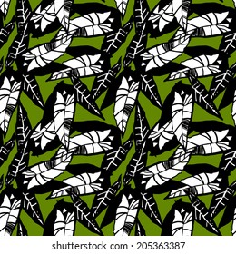 Exotic leaves. Vector background