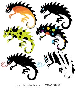 exotic lizard chameleon vector illustration
