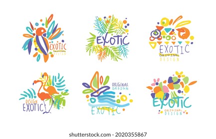 Exotic Logo Original Design Collection with Bright Shapes Vector Set