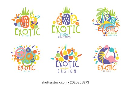 Exotic Logo Original Design Collection with Bright Shapes Vector Set