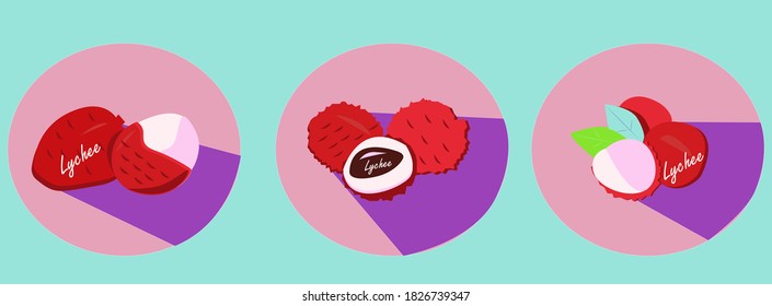 Exotic lychee fruit on a blue background in the format EPS