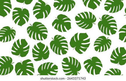Exotic monstera leaf pattern. Vector leaf background for packaging, cover, poster, fabric, t-shirt and beachwear printing