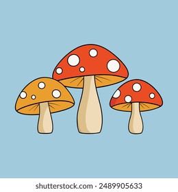 Exotic mushrooms vector art illustration