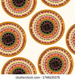 Exotic national African seamless pattern on a light background. Vector illustration.
