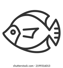 Exotic ocean fish - icon, illustration on white background, outline style