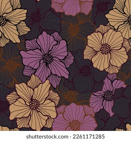 Exotic oleander bloom seamless design. Hand drawn floral composition. Oleander flower with contour petals. Bedclothes print. Garden blossom spring endless sample Mother's day motif.
