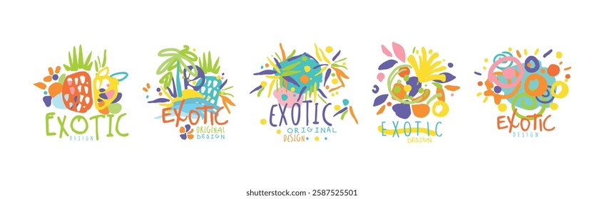 Exotic Original Design Label and Logo Template Vector Set