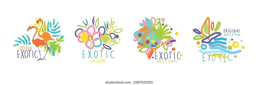 Exotic Original Design Label and Logo Template Vector Set