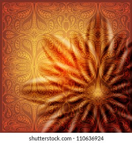 Exotic ornament pattern on ethnic fabric