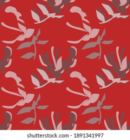 Exotic ornamental plant.Image on a white background. Line graphics.Seamless patter.