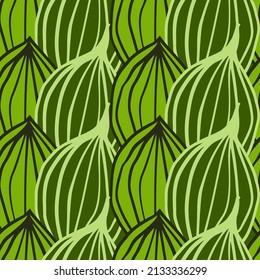 Exotic outline leaves seamless pattern. Abstract floral background. Creative palm leaf endless wallpaper. Hawaiian jungle backdrop. Doodle style. Design for fabric, textile print, wrapping, cover