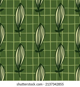 Exotic outline leaves seamless pattern. Nature palm leaf endless wallpaper. Hawaiian jungle backdrop. Abstract floral background. Doodle style. Design for fabric, textile print, wrapping, cover