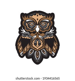 Exotic owl in boho style. Exclusive style. Good for prints, postcards and printing. Vector illustration.