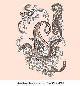 Exotic Paisley. Ethnic ornament. Hand Drawn Boho Vector illustration