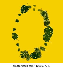 Exotic palm leaf frame. Background of tropical plants.