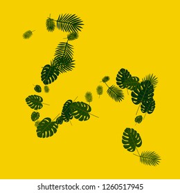 Exotic palm leaf frame. Background of tropical plants.