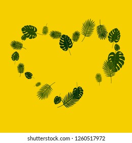 Exotic palm leaf frame. Background of tropical plants.