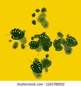 Exotic palm leaf frame. Background of tropical plants.