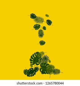 Exotic palm leaf frame. Background of tropical plants.