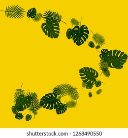 Exotic palm leaf frame. Background of tropical plants.
