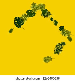 Exotic palm leaf frame. Background of tropical plants.