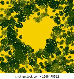 Exotic palm leaf frame. Background of tropical plants.