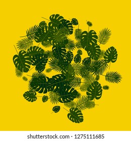 Exotic palm leaf frame. Background of tropical plants.