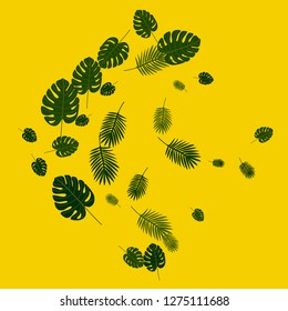 Exotic palm leaf frame. Background of tropical plants.