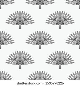 Exotic palm leaves illustration. Tropical plant leaf seamless pattern. Jungle palms wallpaper. Adult coloring book page.