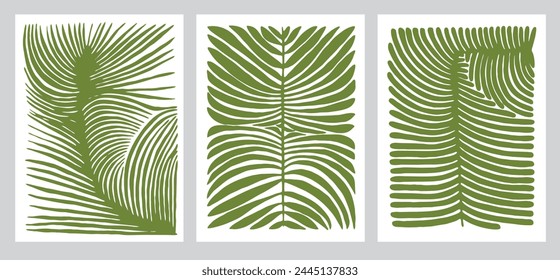 Exotic Palm Print. Abstract Leaves and branches of Palm trees. Tropical leaf background. Green foliage, tropic leaves pattern. Vector illustration	