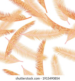 Ramas exóticas de palmeras vectoriales sin fisuras. Huella de moda de Boho. Patrón de impresión textil de ramas de palmera orgánicas naturales.