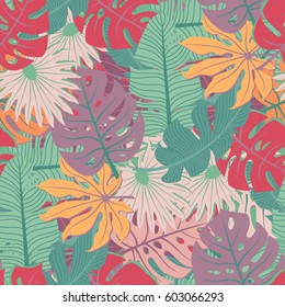 exotic palm tree leaves pattern, tropical background