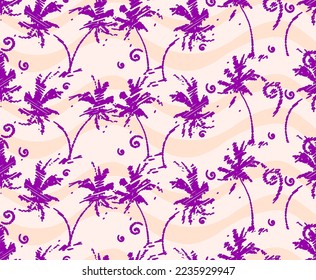 Árboles de palmas exóticas Leaf tropical garabato doodle mano traza ropa de baño jungla ilustración botánica vida silvestre patrón sin soldadura adecuado para imprimir en la superficie diseñado para textura de fondo de bañador 