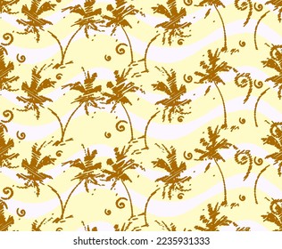 Árboles de palmas exóticas Leaf tropical garabato doodle mano traza ropa de baño jungla ilustración botánica vida silvestre patrón sin soldadura adecuado para imprimir en la superficie diseñado para textura de fondo de bañador 