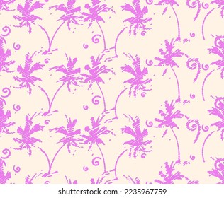 Árboles de palmas exóticas Leaf tropical garabato doodle mano traza ropa de baño jungla ilustración botánica vida silvestre patrón sin soldadura adecuado para imprimir en la superficie diseñado para textura de fondo de bañador 