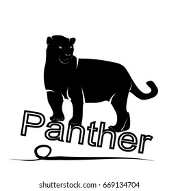 Exotic panther. Silhouette logo on a white background.Vector