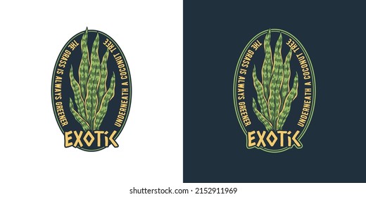 Exotic paradise. Tropical plant for t-shirt print. Hawaii summer surfing. Palm for tropic surf design