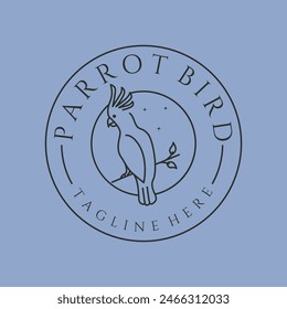 exotic parrot bird line art logo vector symbol illustration design