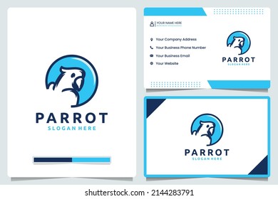 exotic parrot ,blue , logo design and business card
