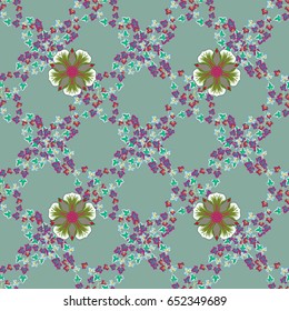 Exotic pattern with many varicolored tropical flowers. Blooming jungle. Motley vector illustration.