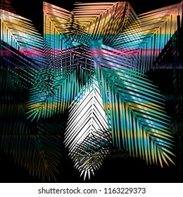 Exotic pattern with palm leaves. Variations of shadow and color